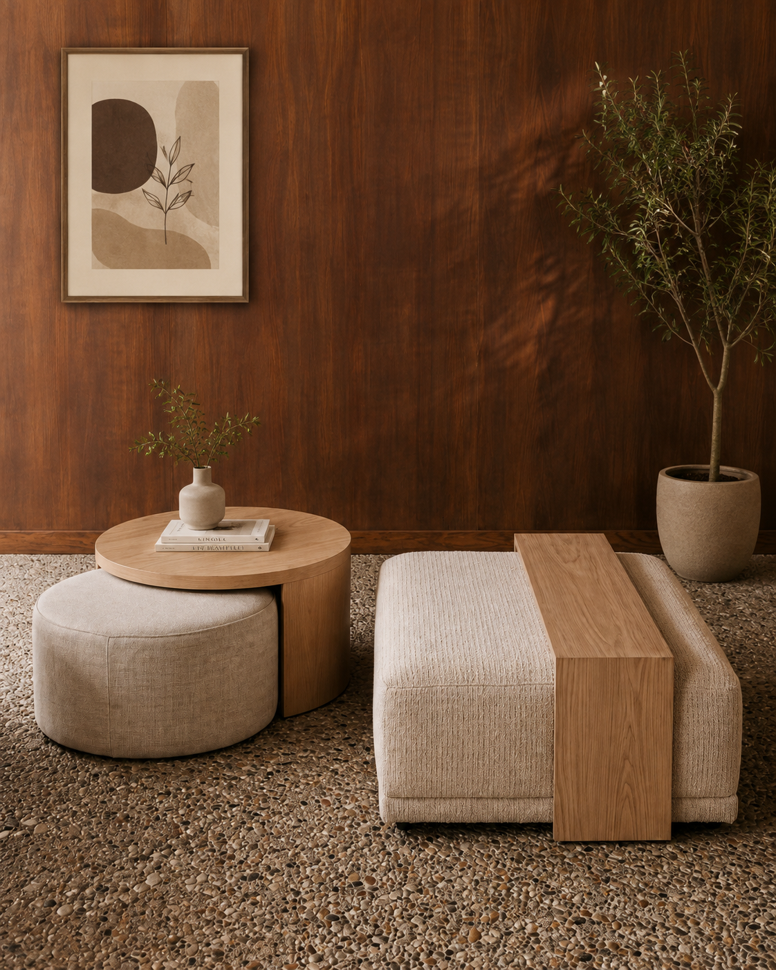 Pouf with tray