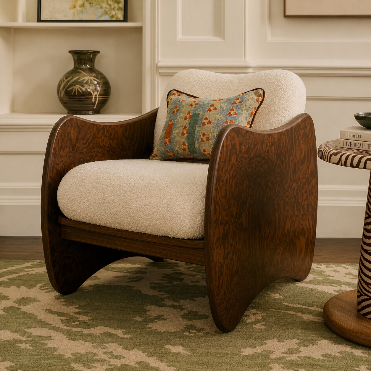 Rune Premium Japandi Boucle Accent Chair